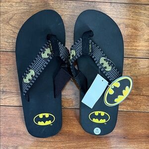 Batman Emblem Men's Flip Flops - Black and Yellow